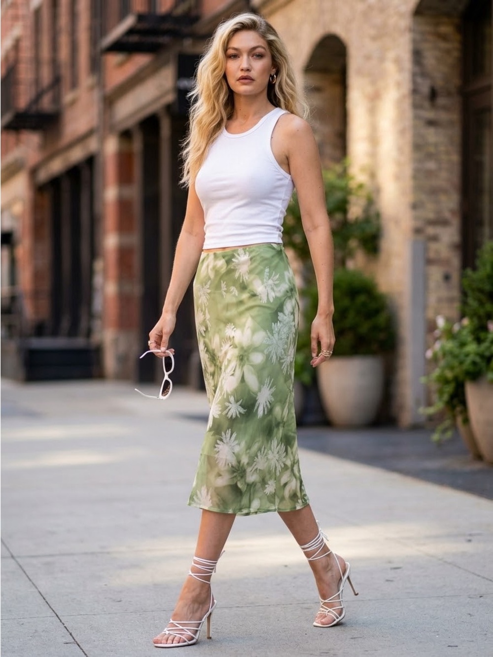 Y2K VINTAGE FOREVER 21 SLIP SKIRT SZ S Green Floral